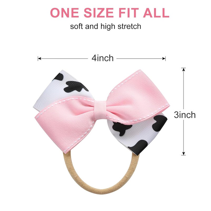 Fancheer Baby Girls Cowgirl Pink Cow Bow Headband Infant Toddler Birthday Party Hair Accessories - Image 2